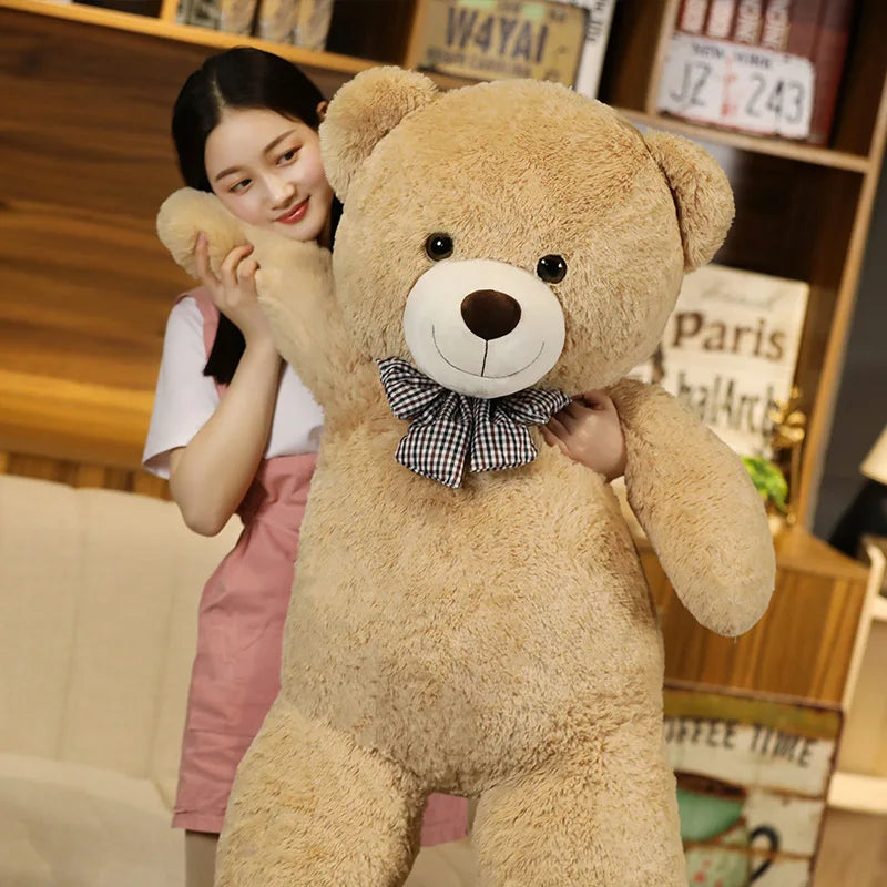 Oso de peluche gigante de 105 cm, suave, blanco, rosa y marrón, almohada súper grande para abrazar, regalo de cumpleaños para niños.