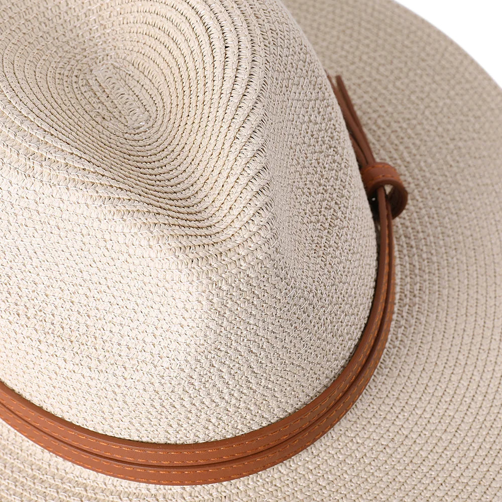 56-58-59-60CM New Natural Panama Soft Shaped Straw Hat Summer Women's/Men's Wide Brim Beach Sun Cap UV Protection Fedora Hat