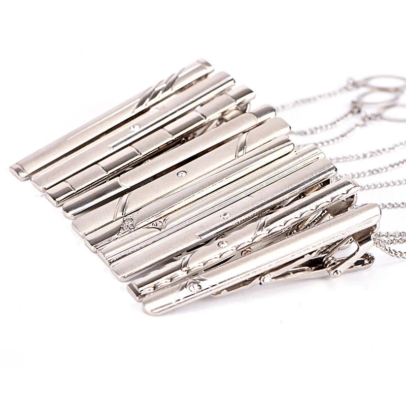 Clip de corbata de metal nuevo para hombre, broche de corbata de boda, broche de corbata de caballero, alfiler de corbata de cristal para accesorios de hombre, joyería.