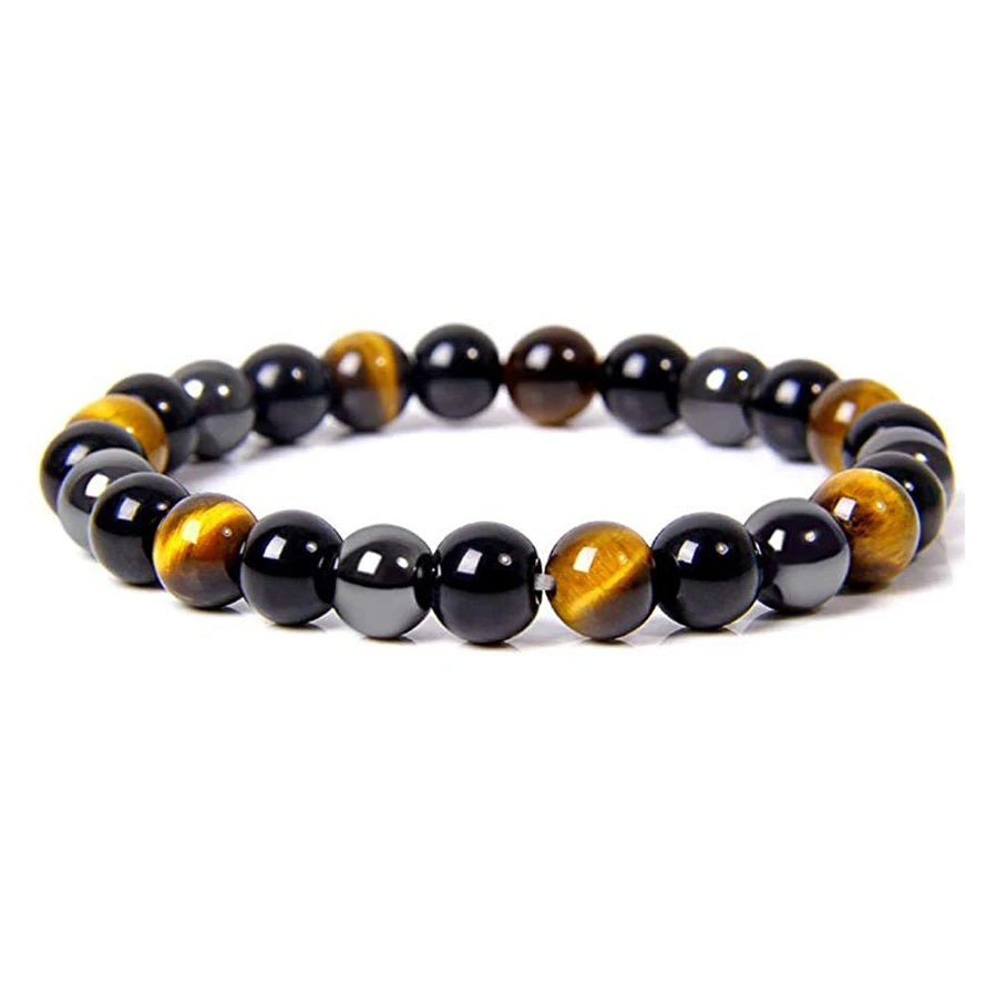 Pulseras de cuentas de obsidiana negra natural, hematita, ojo de tigre, para hombres, protección magnética de la salud, joyería para el alma de las mujeres, pulsera para hombre 