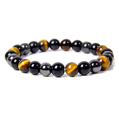 Pulseras de cuentas de obsidiana negra natural, hematita, ojo de tigre, para hombres, protección magnética de la salud, joyería para el alma de las mujeres, pulsera para hombre 