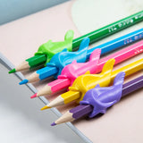 Lote de 10 portalápices de silicona para niños, herramienta de aprendizaje de escritura para bebés, dispositivo de corrección, agarre de lápiz de pez, ayuda para escribir, papelería