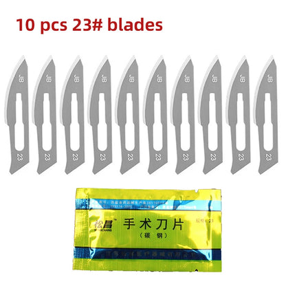 Carbon Steel Carving Metal Scalpel handle 11# 23# Engraving Craft knive Non-Slip Surgical Scalpel Knife Paper Cutting Tool Knife