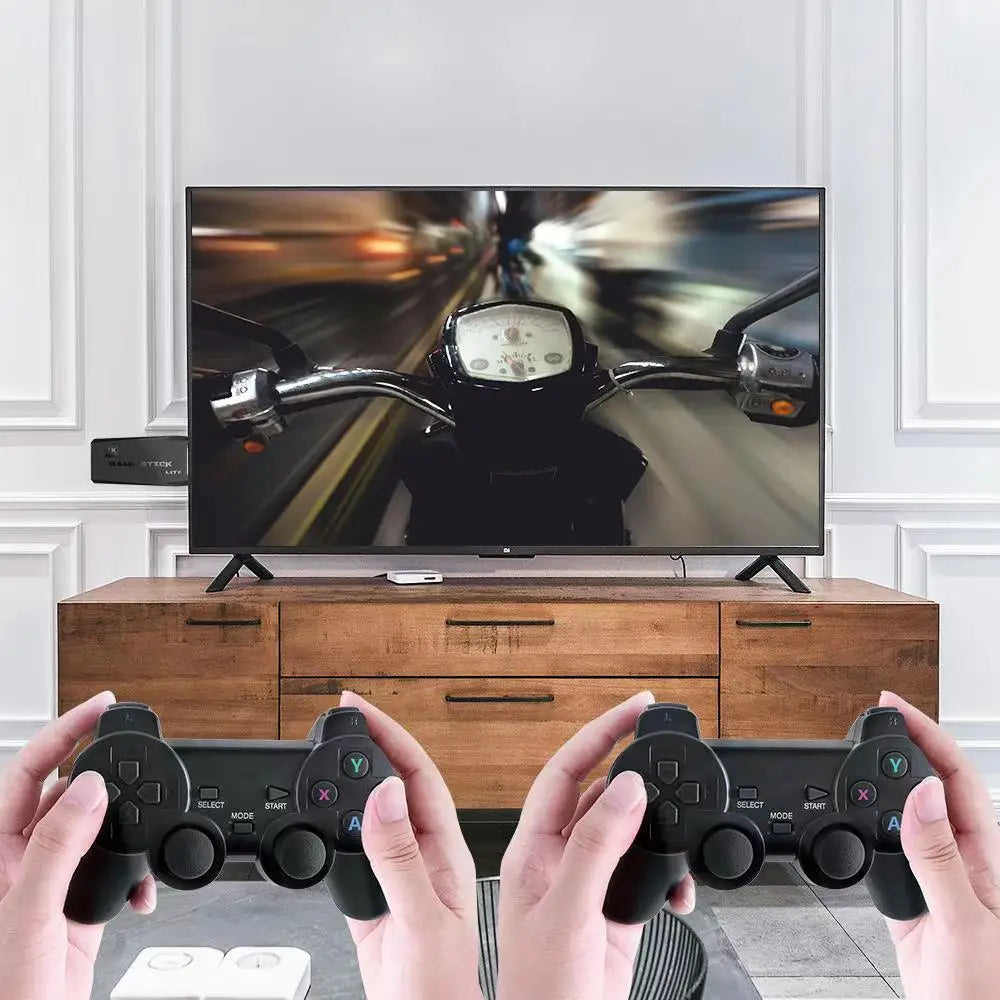 Consola de videojuegos Stick Lite 4K HD M8 de 64 GB con doble mando inalámbrico para 10 000 juegos retro, regalo de Navidad para niños.
