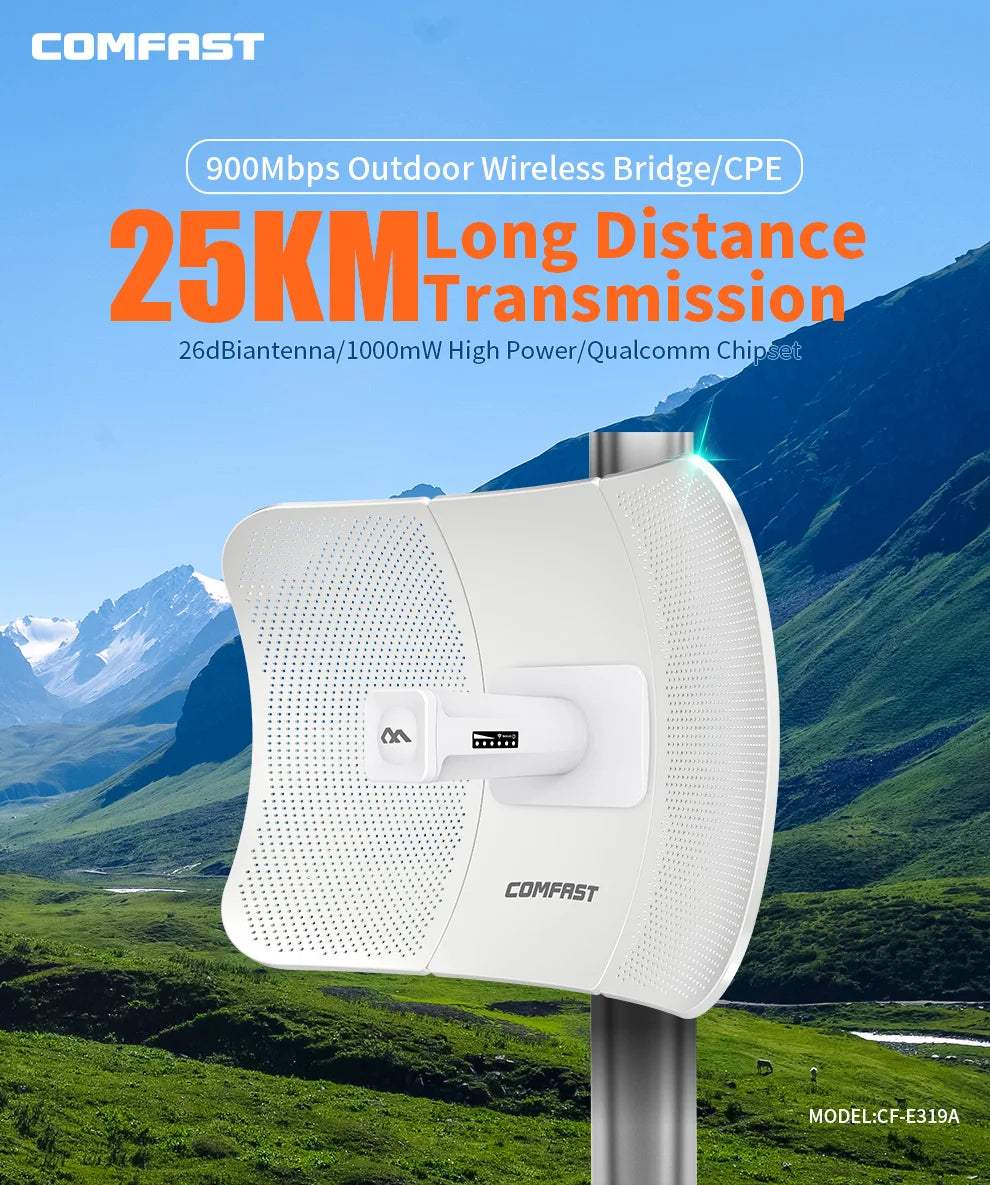 5-25Km Long Range 30dBm High power Outdoor wifi CPE 900Mbp 5G 26dbi Antenna Access Point Wifi Signal Amplifier Bridge Router AP