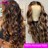 Highlight Body Wave Wig Human Hair Lace Front Wigs 4/27 Honey Blonde Body Wavy Lace Human Hair Wig For Women Brazilian Remy Wig