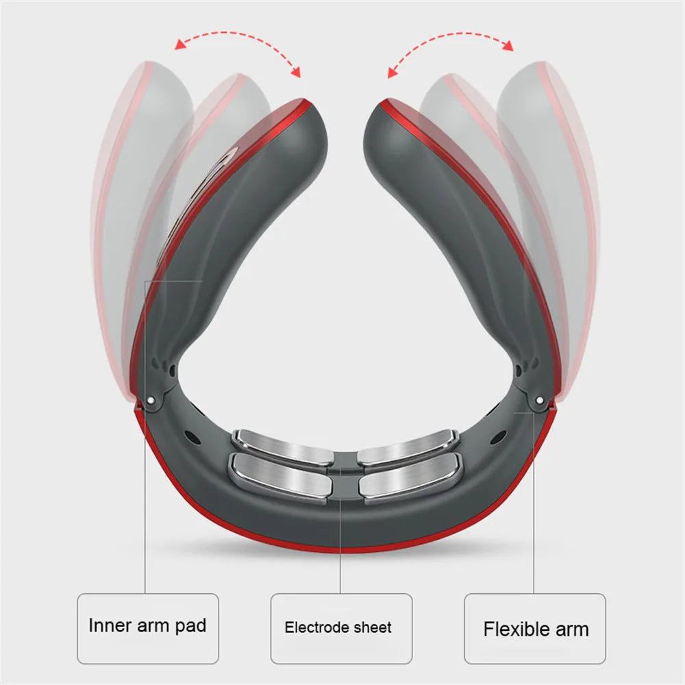 Masajeador eléctrico inteligente para cuello y hombros, masajeador de pulso, amasador, TENS inalámbrico, calor, vértebras cervicales, relajación, alivio del dolor.
