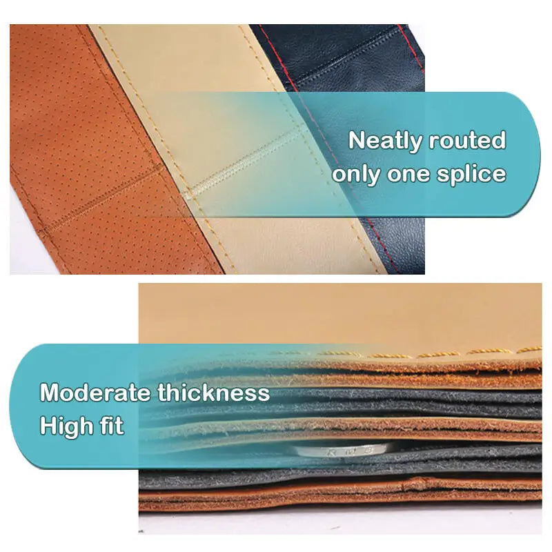 38cm 15inch Car Steering Wheel Braid Cover Artificial leather Needles And Thread Soft Non-slip Auto Interior Accessories Kits