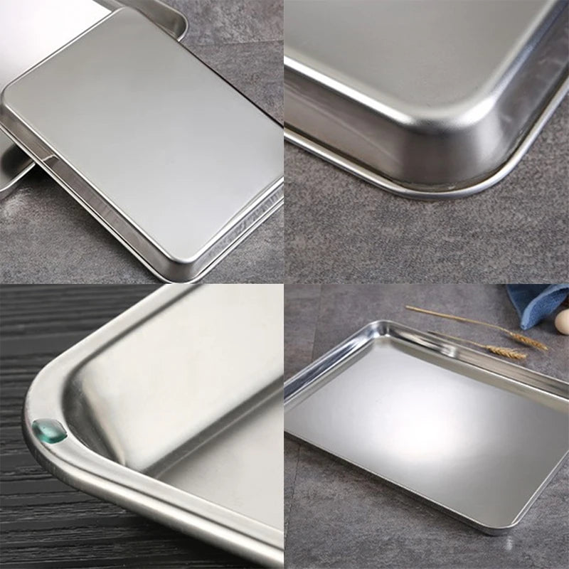 Rectangle Steamed Sausage Noodles Storage Trays Stainless Steel Fruit Dish Restaurant Hotel Kitchen Pastry Food Baking Plates