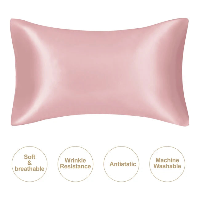 JuwenSilk-Silky Pillowcase Stain, Natural Mulberry Silk, Standard Pillowcase, Queen K 