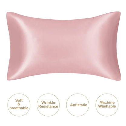 JuwenSilk - Funda de almohada sedosa con tinte, seda morera natural, funda de almohada estándar, tamaño Queen K 