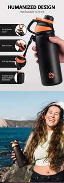 FEIJIAN LKG Thermos Double Wall Vacuum Flask With Magnetic Lid Outdoor Sport Water Bottle Stainless Steel Thermal Mug Leak Proof