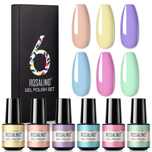 ROSALIND - Set de manicura en gel para uñas, kit de esmalte híbrido para manicura, lámpara UV, esmalte semipermanente en gel, con buen paquete