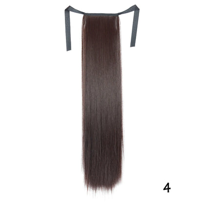 32inches Synthetic Ponytail Hair Extension Clip in Fake Wig Hairpiece Blonde Wrap Around Pigtail Long Smooth Overhead Pony Tail