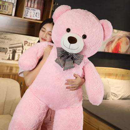 Oso de peluche gigante de 105 cm, suave, blanco, rosa y marrón, almohada súper grande para abrazar, regalo de cumpleaños para niños.