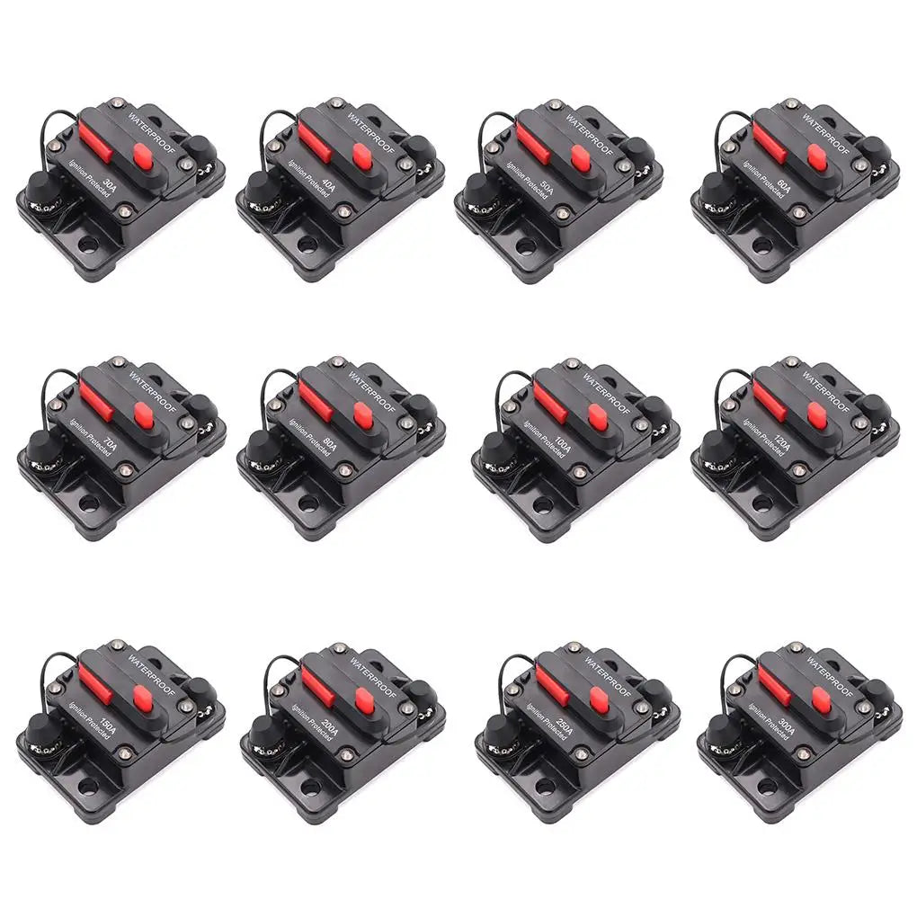 30A 40A 50A 60A 70A 80A 100A 120A 150A 200A 250A 300A AMP Circuit Breaker Fuse Reset 12-48V DC Car Boat Auto Waterproof