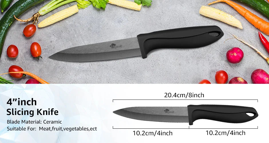 Ceramic Knife Set 3 4 5 6 inch Kitchen Knife + Peeler Holder Black White Blade Chef Knife Fruits Utility Cooking Knives Cutter