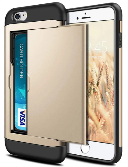Funda para iPhone SE 2022 2020 con puerta corredera, bolsillo oculto, ranuras para tarjetas, antiarañazos, para iPhone SE3 SE2 SE