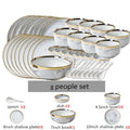 New Double-sided Gilt Rim Gray Marble Pattern Gilt Rim Porcelain Dinner Plate Set  Salad Noodles Bowl Ceramic Tableware