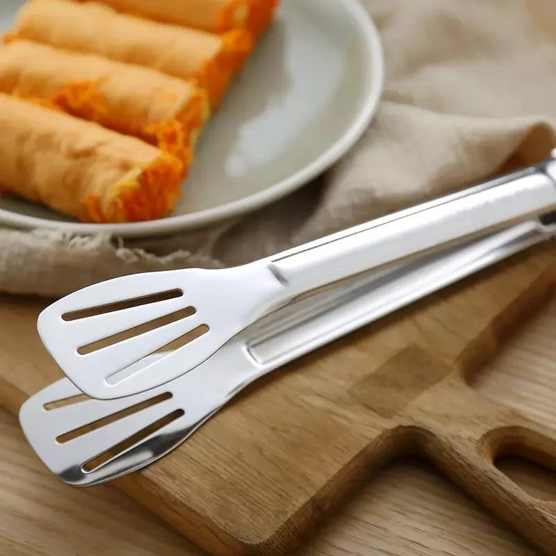 Pinzas de acero inoxidable para alimentos, utensilios de cocina, herramienta de cocina para bufé, pinza anticalor para pan, pinza para repostería, para postres, ensaladas y barbacoas.