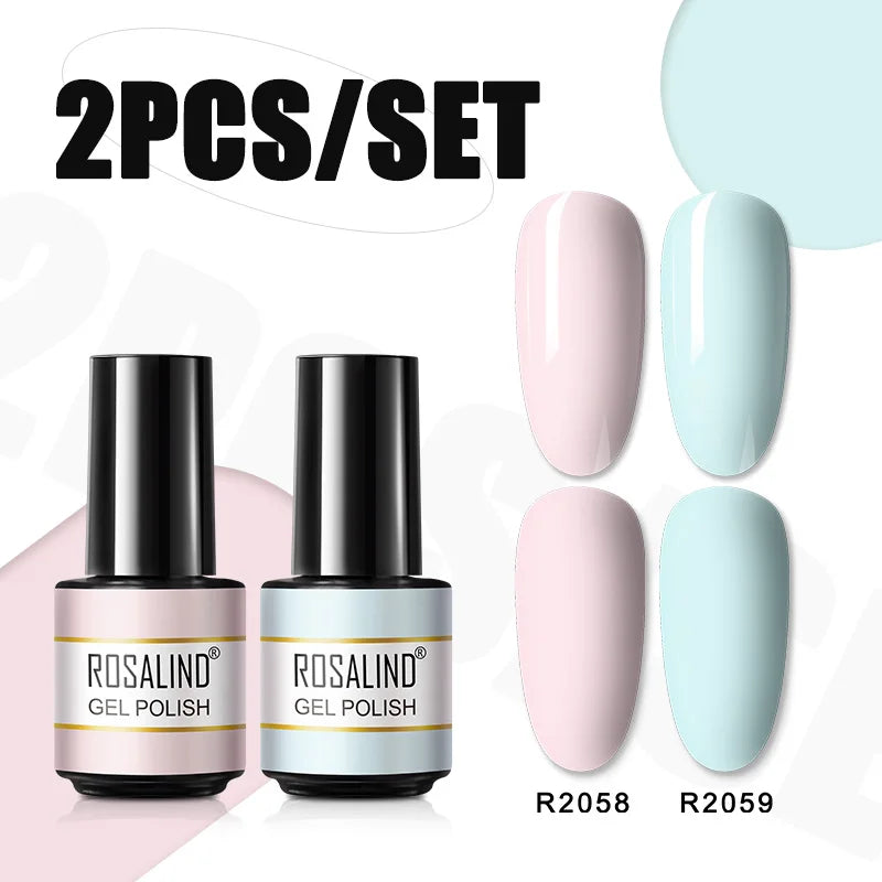 ROSALIND Nail Gel Manicure Set Hybrid Varnish Kit For Nails Art UV Lamp Semi Permanent Nail Gel Polish Set With Good Pack