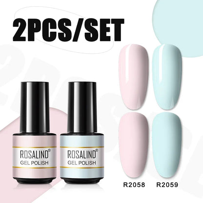 ROSALIND Nail Gel Manicure Set Hybrid Varnish Kit For Nails Art UV Lamp Semi Permanent Nail Gel Polish Set With Good Pack
