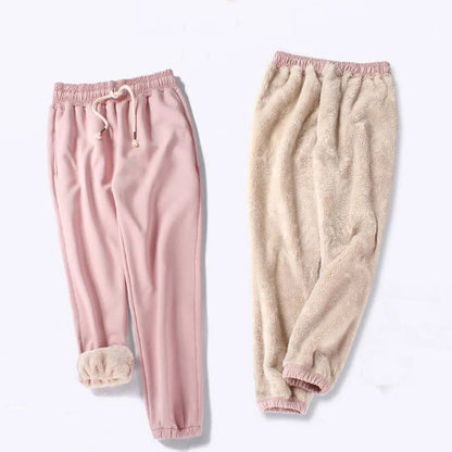 Leggings de lã grossa feminina, calça comprida casual, monocromática, calça quente, plus size, moda, inverno