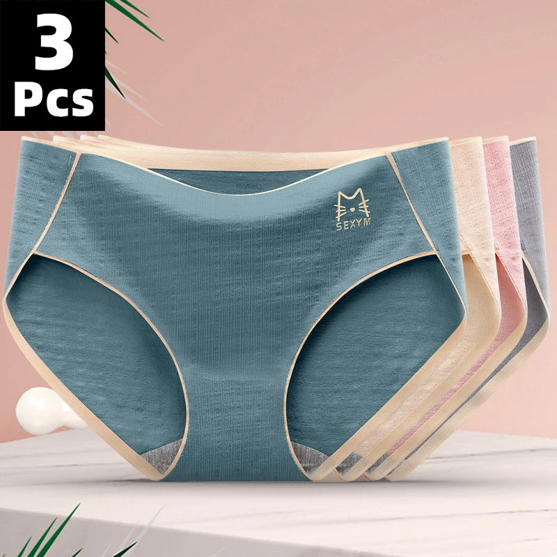 3 Pcs/lot Women's Underpants Soft Cotton Panties Girls Solid Briefs M-XXL Striped Panty Sexy Lingerie Female Underwear Panties