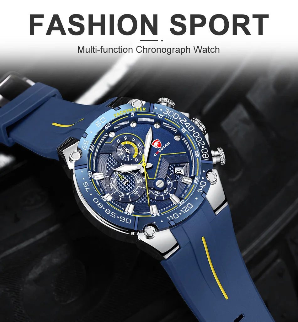 CHEETAH New Watches Mens Luxury Brand Big Dial Watch Men Waterproof Quartz Wristwatch Sports Chronograph Clock Relogio Masculino