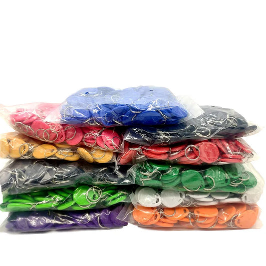 100pcs Waterproof 125KHz RFID Key Proximity RFID Tag Card Keyfob Fob Access Control Smart Card Color ID Keychain Read only