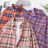 Casual Women's Plaid Shirt 2025 Spring Autumn New Ladies Loose Blouse and Tops Female Long Sleeve Shirts Fresh Checked Clothes