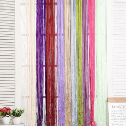 Cortinas de hilo de 100 cm x 200 cm, divisor de cinta, persiana para sala de estar, puerta, pared, ventana, panel, cortina con borlas