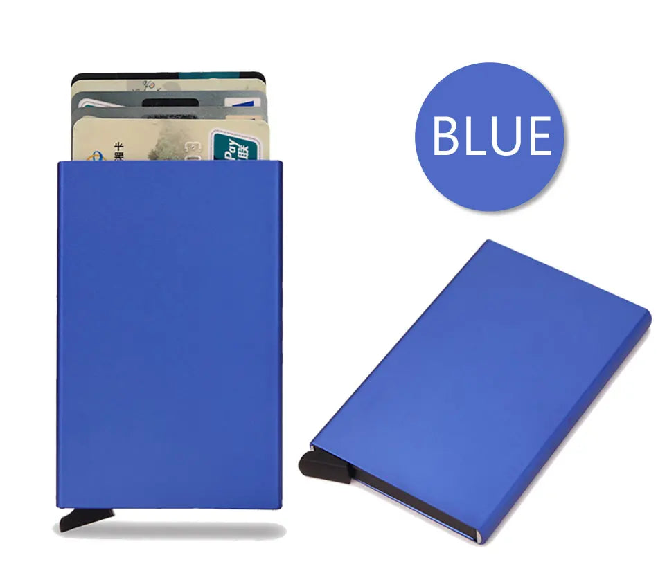 Tarjetero RFID de aluminio metálico, minibilleteras minimalistas y delgadas para hombre y mujer, tarjetero de negocios para hombre y mujer