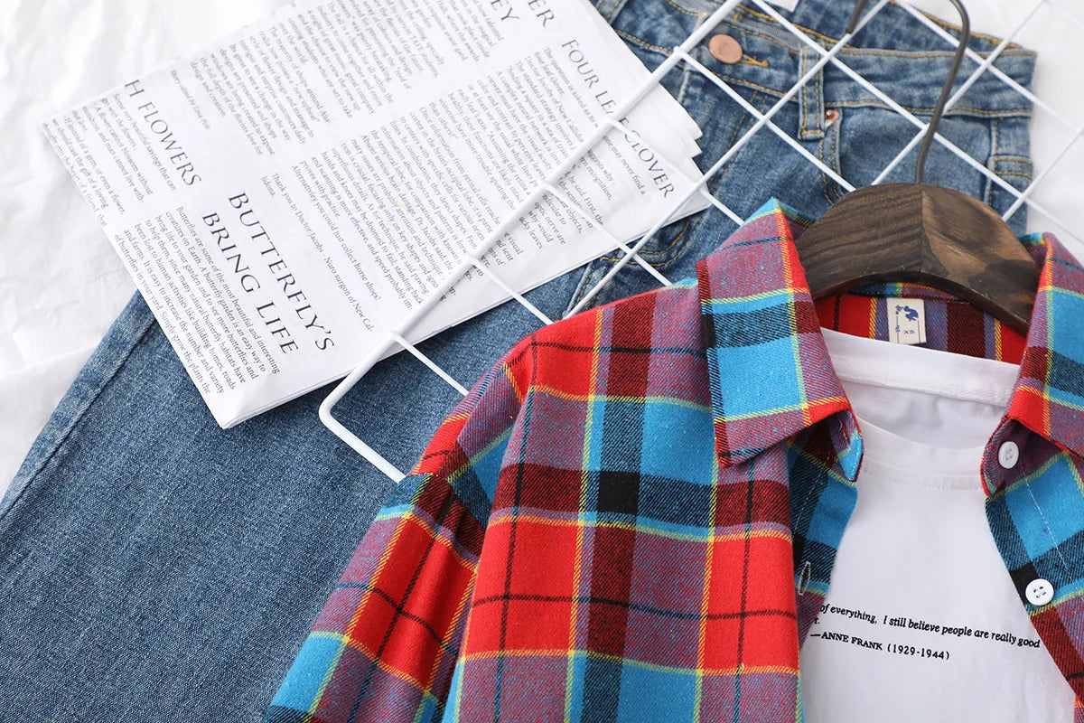 Casual Women's Plaid Shirt 2025 Spring Autumn New Ladies Loose Blouse and Tops Female Long Sleeve Shirts Fresh Checked Clothes