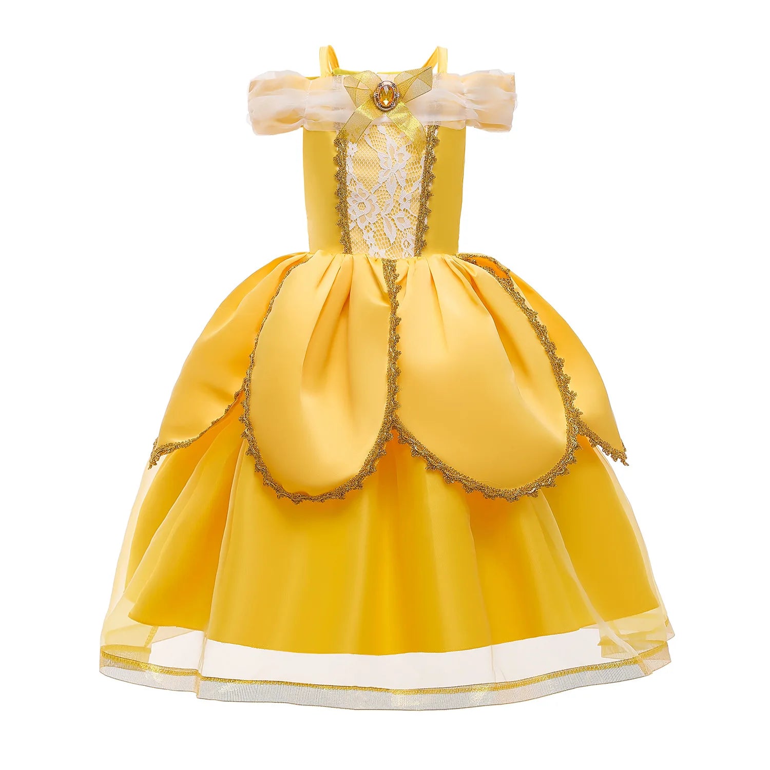 2025 Cosplay Belle Princess Dress Girls Dresses For Beauty and beast Party Clothing Magic stick crown Costume 3-12Y