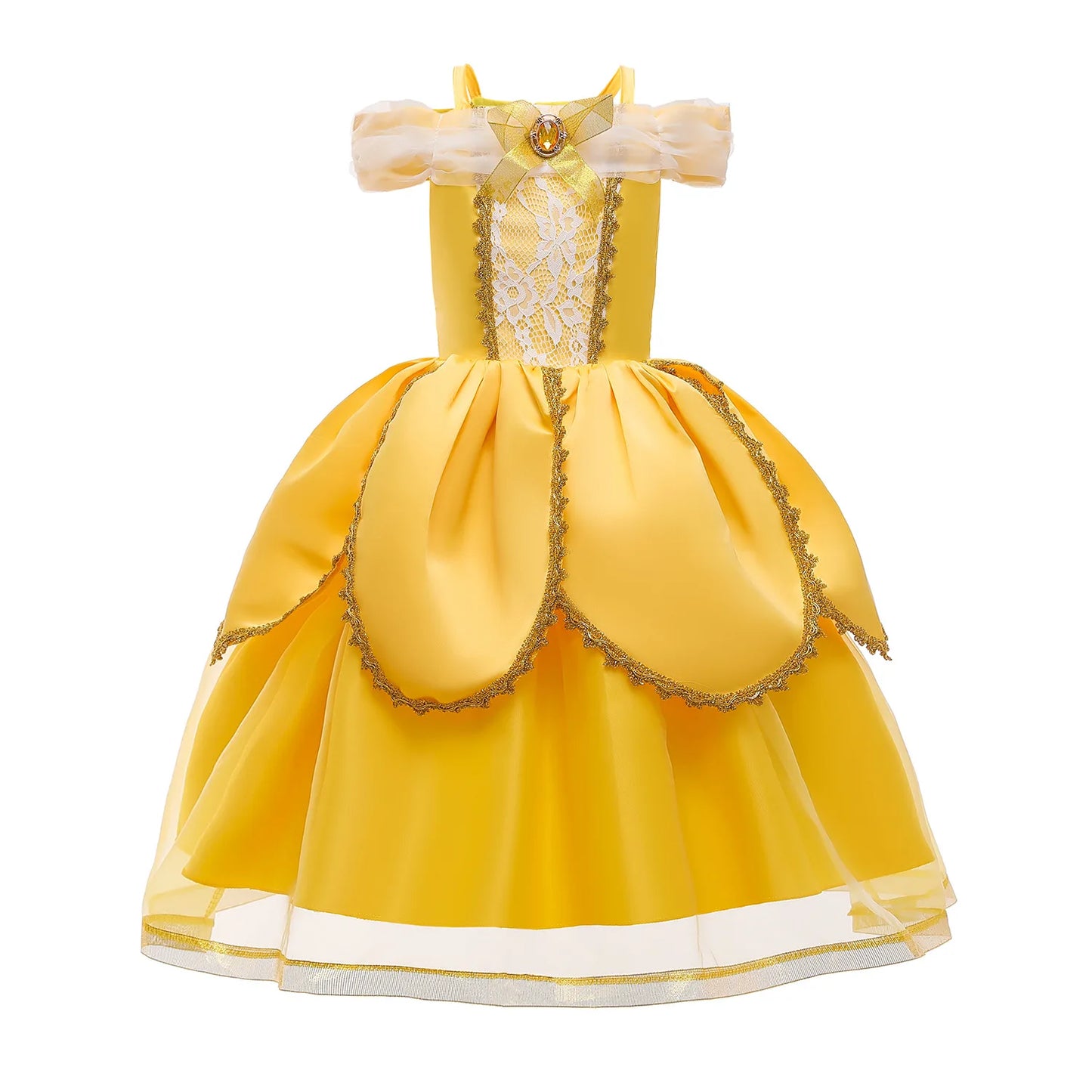 2025 Cosplay Belle Princess Dress Girls Dresses For Beauty and beast Party Clothing Magic stick crown Costume 3-12Y
