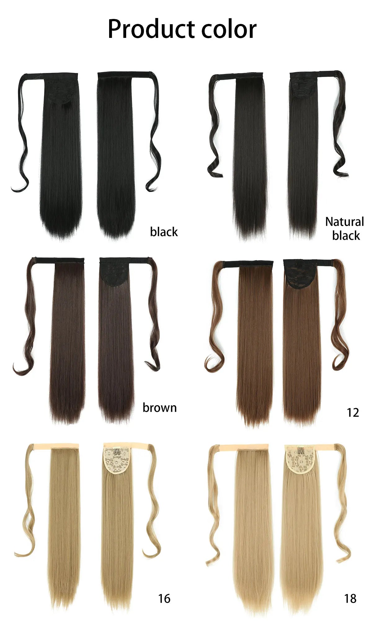 32inches Synthetic Ponytail Hair Extension Clip in Fake Wig Hairpiece Blonde Wrap Around Pigtail Long Smooth Overhead Pony Tail