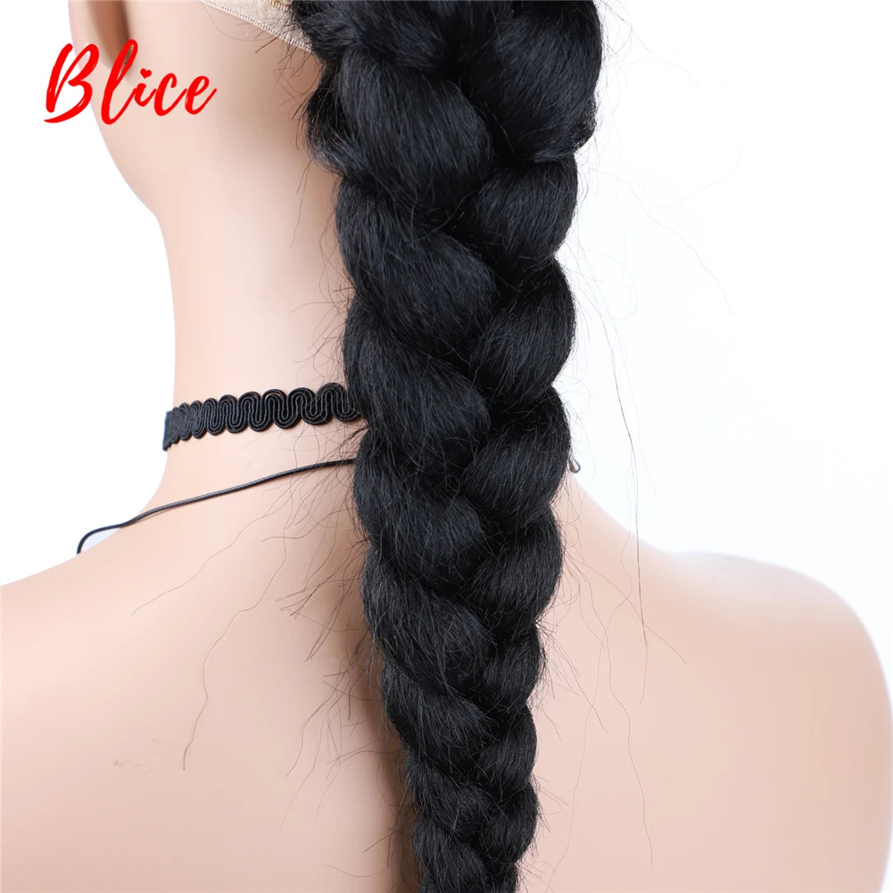 Rabo de cabelo com trança 75cm textura afro kinky straight