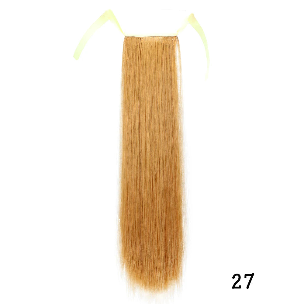 32inches Synthetic Ponytail Hair Extension Clip in Fake Wig Hairpiece Blonde Wrap Around Pigtail Long Smooth Overhead Pony Tail