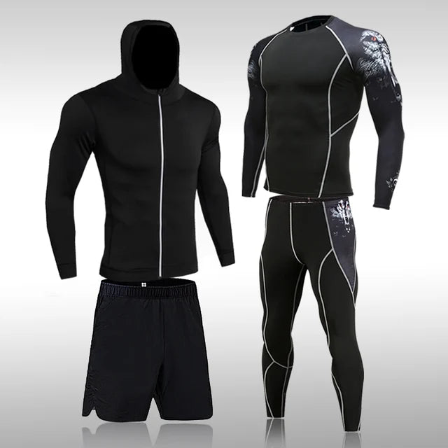 Conjuntos deportivos de compresión para hombre, mallas de gimnasio, conjuntos deportivos para correr, chándal para correr 