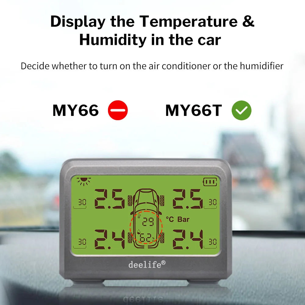 Deelife Car Tire Pressure Monitoring System Solar TPMS Tire Pressure Monitor Tire Pressure Control System