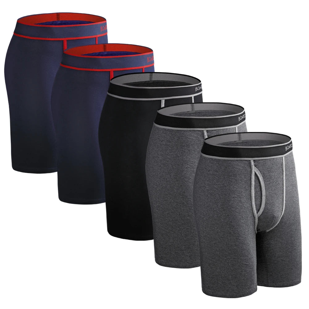 5Pcs Set Long Boxer Men Underwear Male Underpants Panties Sexy Clavin Underware Calzones BoxerShorts Boxer Shorts Homme Trunk