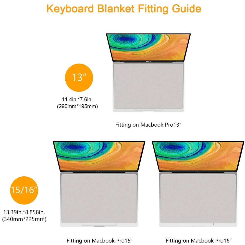 Funda protectora de microfibra para teclado de portátil, antipolvo, para MacBook Pro de 13/15/16 pulgadas