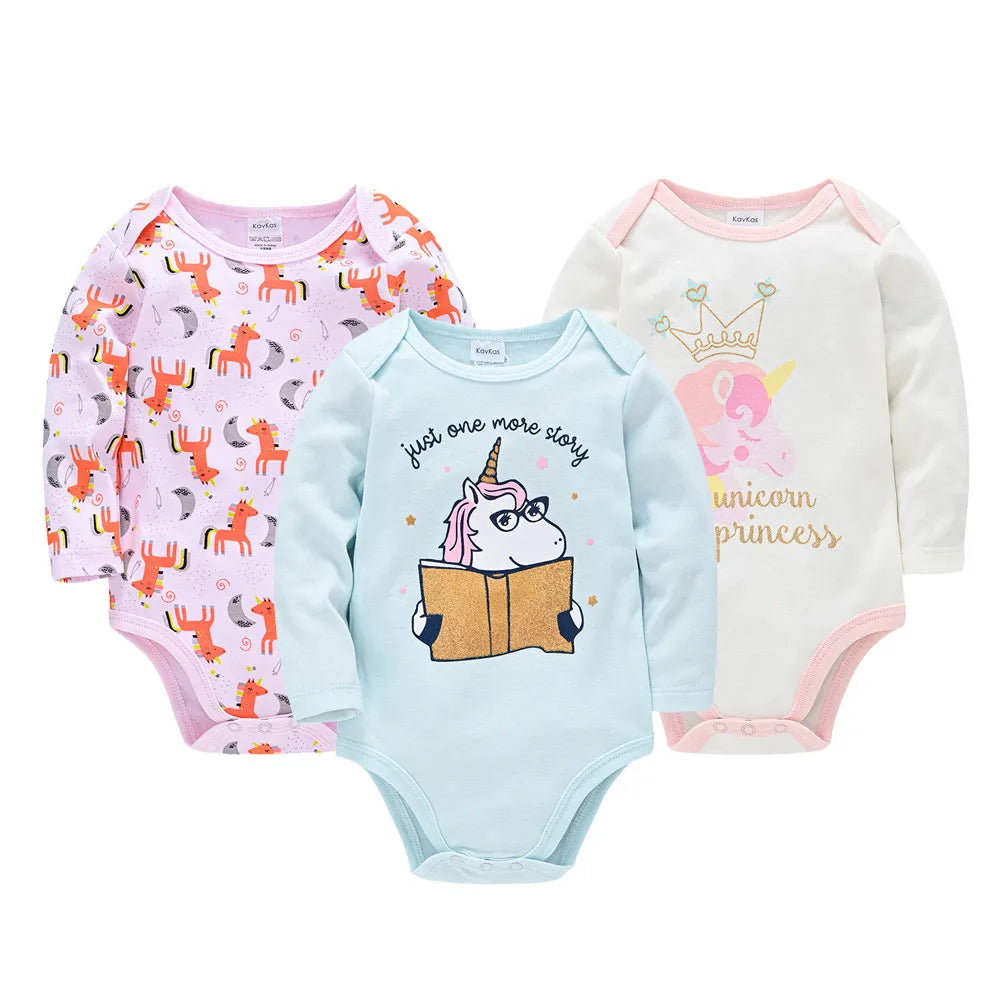 Conjunto de 3/6 piezas de ropa de moda para bebés Kavkas, conjunto de algodón suave de manga larga para otoño, mono para niños y niñas, body para recién nacidos