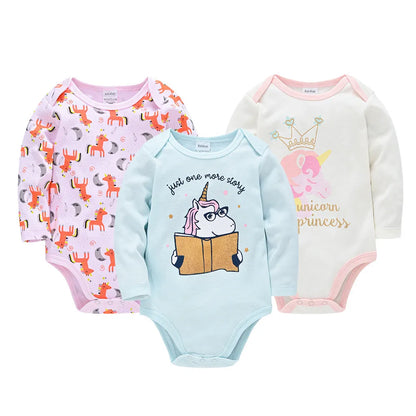 Conjunto de 3/6 piezas de ropa de moda para bebés Kavkas, conjunto de algodón suave de manga larga para otoño, mono para niños y niñas, body para recién nacidos