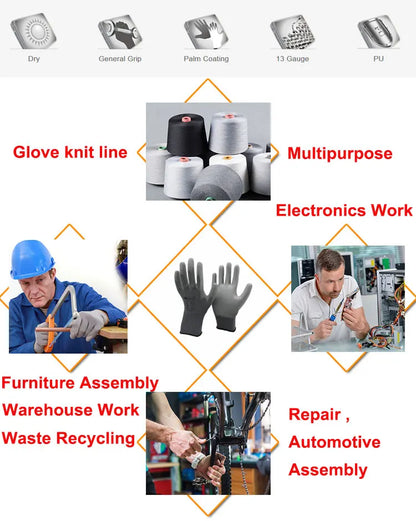 24Pieces/12Pairs Professional Working Protective Gloves For Men Construction Women Garden Nylon Running Glove Obtained CE EN388.