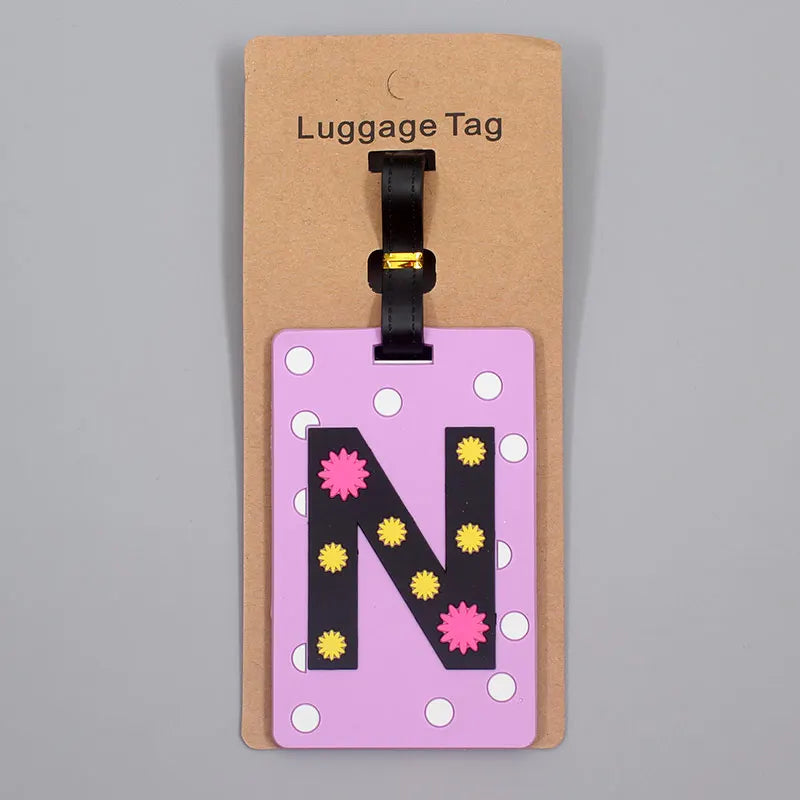 Newest Cute 26 Letters Luggage Travel Accessories Tag Silica Gel Suitcase ID Addres Holder Baggage Boarding Tag Portable Label