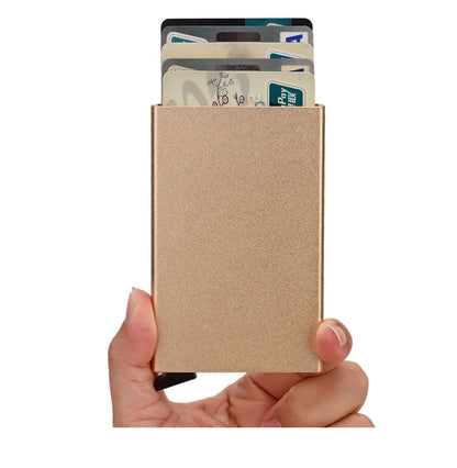 Tarjetero RFID de aluminio metálico, minibilleteras minimalistas y delgadas para hombre y mujer, tarjetero de negocios para hombre y mujer