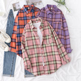 Casual Women's Plaid Shirt 2025 Spring Autumn New Ladies Loose Blouse and Tops Female Long Sleeve Shirts Fresh Checked Clothes