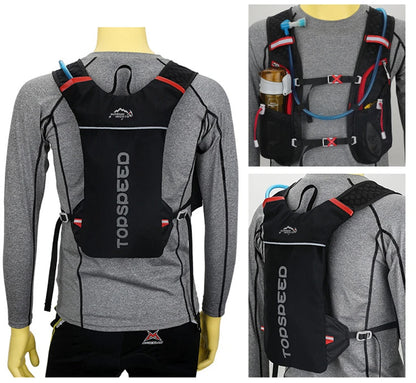 Mochila ultraligera de 5 l para correr en senderos al aire libre, chaleco de hidratación para correr, bolsa transpirable para ciclismo de maratón, botella de agua de 500 ml.